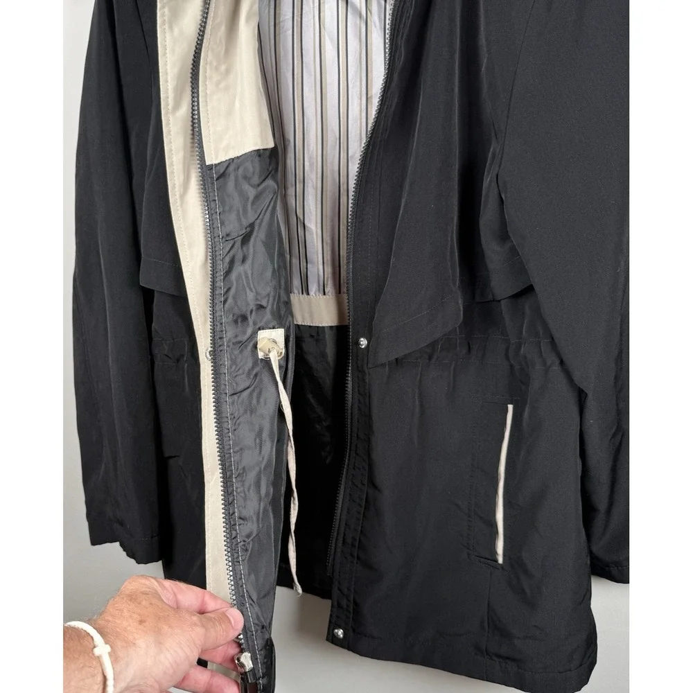 Braetan Women's Black Vintage Trench Windbreaker Jacket Size Large Petite Vented